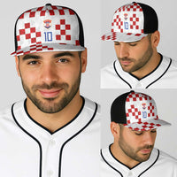 Custom Croatia National Football Baseball Net Cap Red Checkerboard Glagolitic Script Geometric Pattern Art