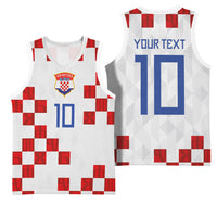 Custom Croatia National Football Basketball Jersey Red Checkerboard Glagolitic Script Geometric Pattern Art