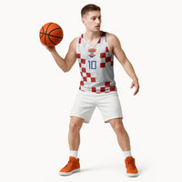 Custom Croatia National Football Basketball Jersey Red Checkerboard Glagolitic Script Geometric Pattern Art