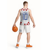 Custom Croatia National Football Basketball Jersey Red Checkerboard Glagolitic Script Geometric Pattern Art