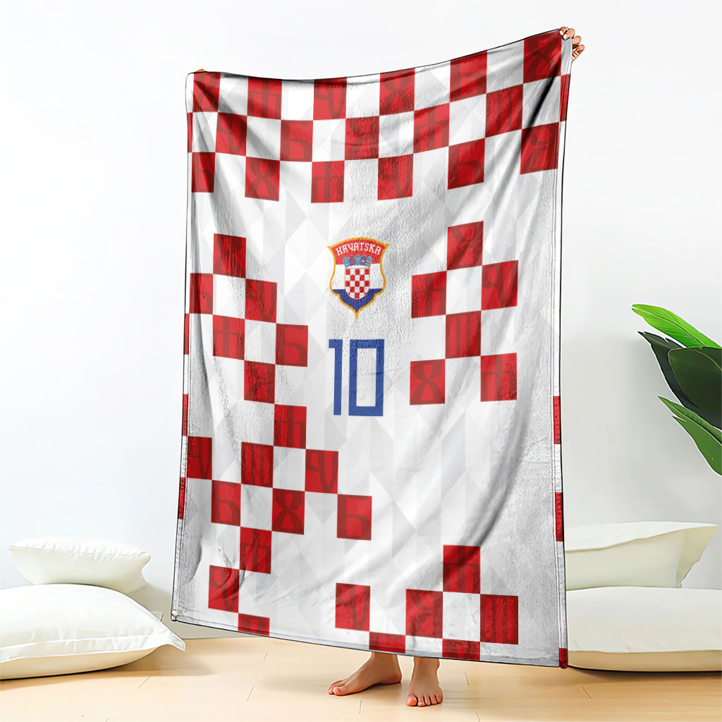 Custom Croatia National Football Blanket Red Checkerboard Glagolitic Script Geometric Pattern Art