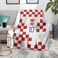 Custom Croatia National Football Blanket Red Checkerboard Glagolitic Script Geometric Pattern Art