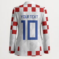 Custom Croatia National Football Blazer Red Checkerboard Glagolitic Script Geometric Pattern Art