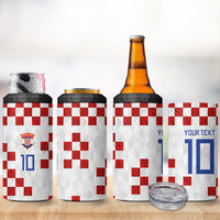 Custom Croatia National Football 4 in 1 Can Cooler Tumbler Red Checkerboard Glagolitic Script Geometric Pattern Art