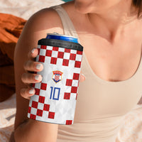 Custom Croatia National Football 4 in 1 Can Cooler Tumbler Red Checkerboard Glagolitic Script Geometric Pattern Art