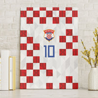 Custom Croatia National Football Canvas Wall Art Red Checkerboard Glagolitic Script Geometric Pattern Art