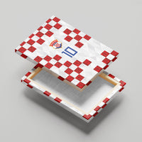 Custom Croatia National Football Canvas Wall Art Red Checkerboard Glagolitic Script Geometric Pattern Art