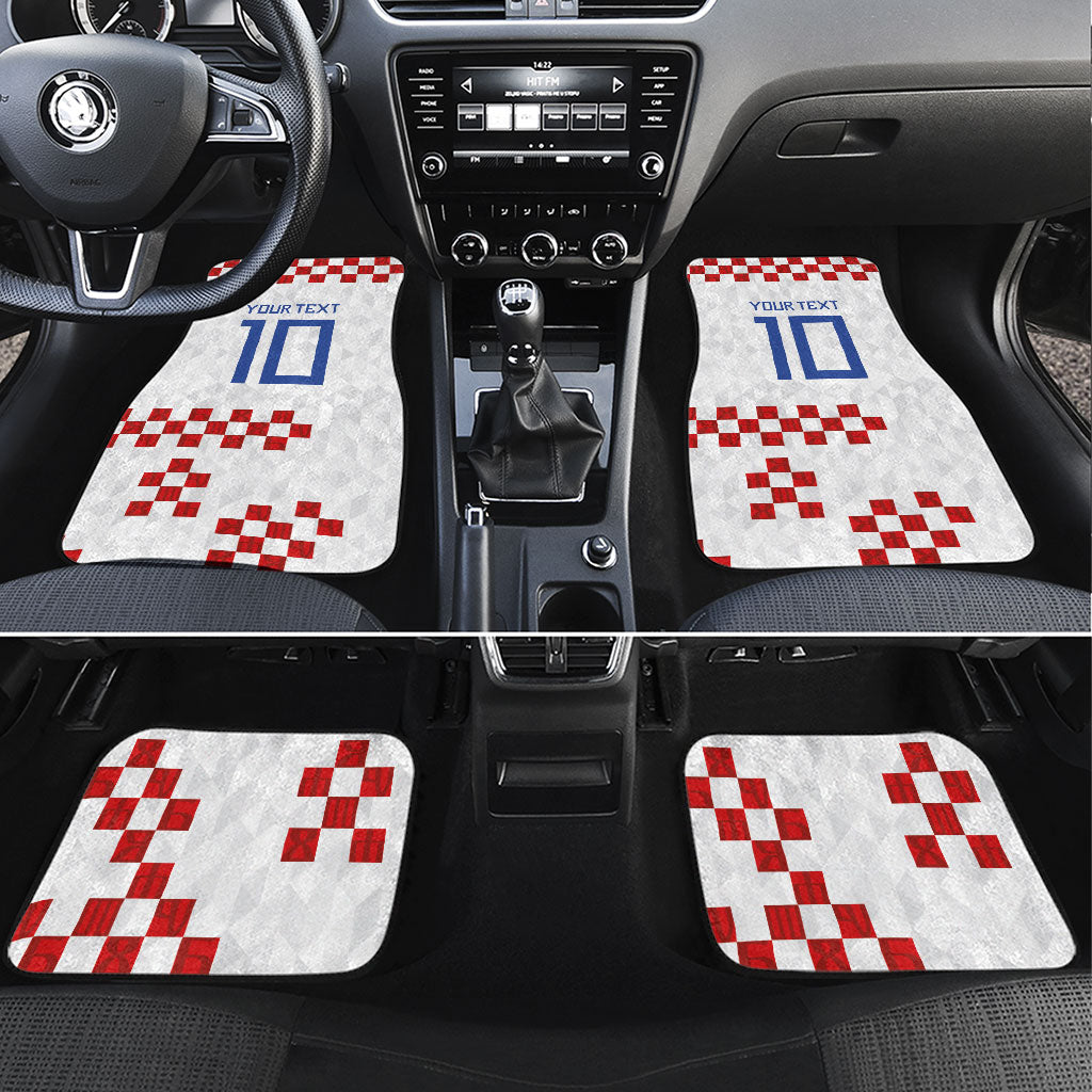 Custom Croatia National Football Car Mats Red Checkerboard Glagolitic Script Geometric Pattern Art