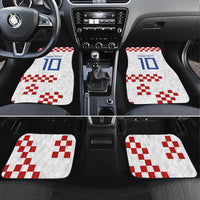 Custom Croatia National Football Car Mats Red Checkerboard Glagolitic Script Geometric Pattern Art