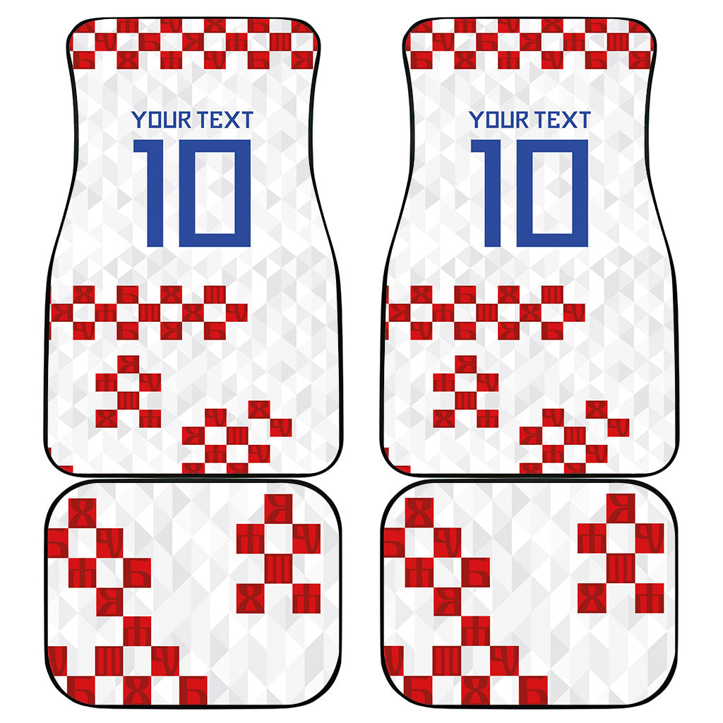 Custom Croatia National Football Car Mats Red Checkerboard Glagolitic Script Geometric Pattern Art