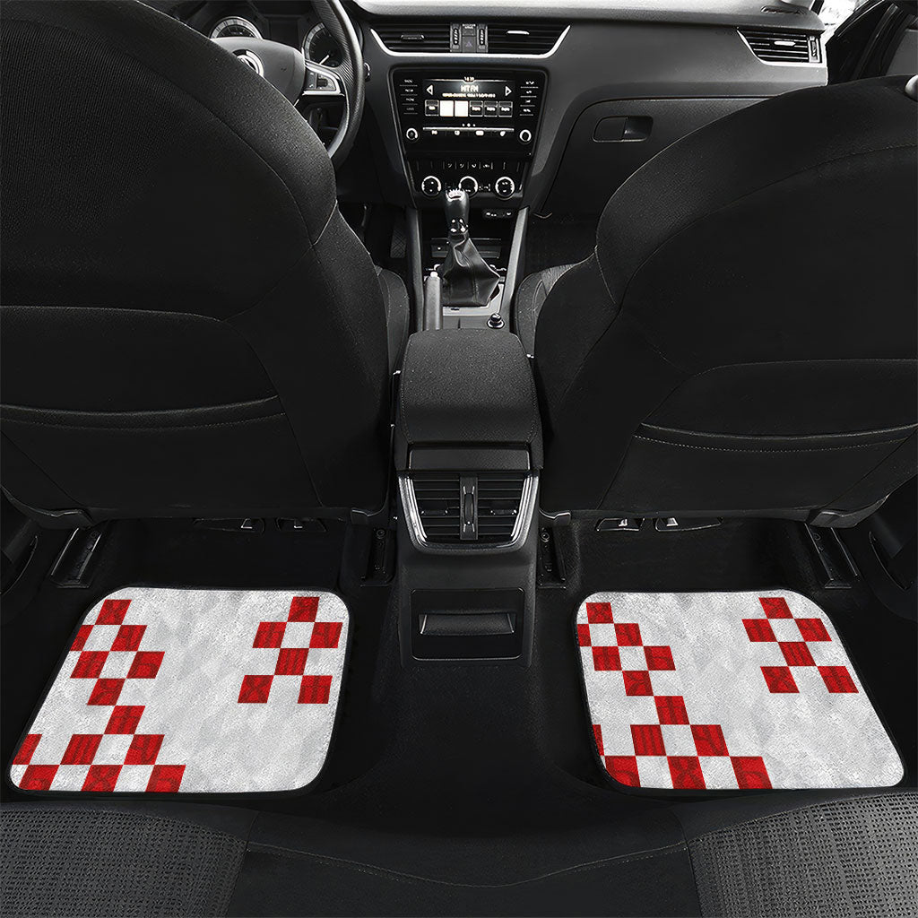 Custom Croatia National Football Car Mats Red Checkerboard Glagolitic Script Geometric Pattern Art