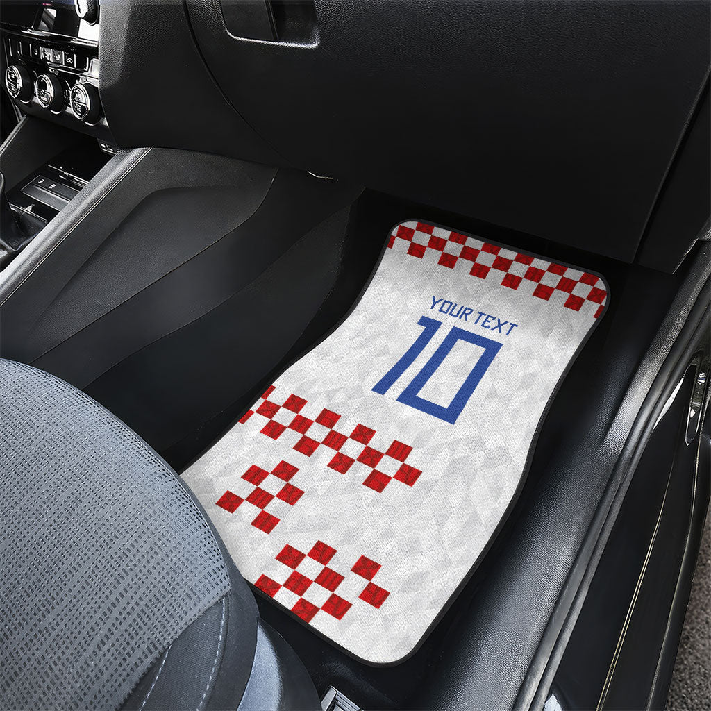 Custom Croatia National Football Car Mats Red Checkerboard Glagolitic Script Geometric Pattern Art
