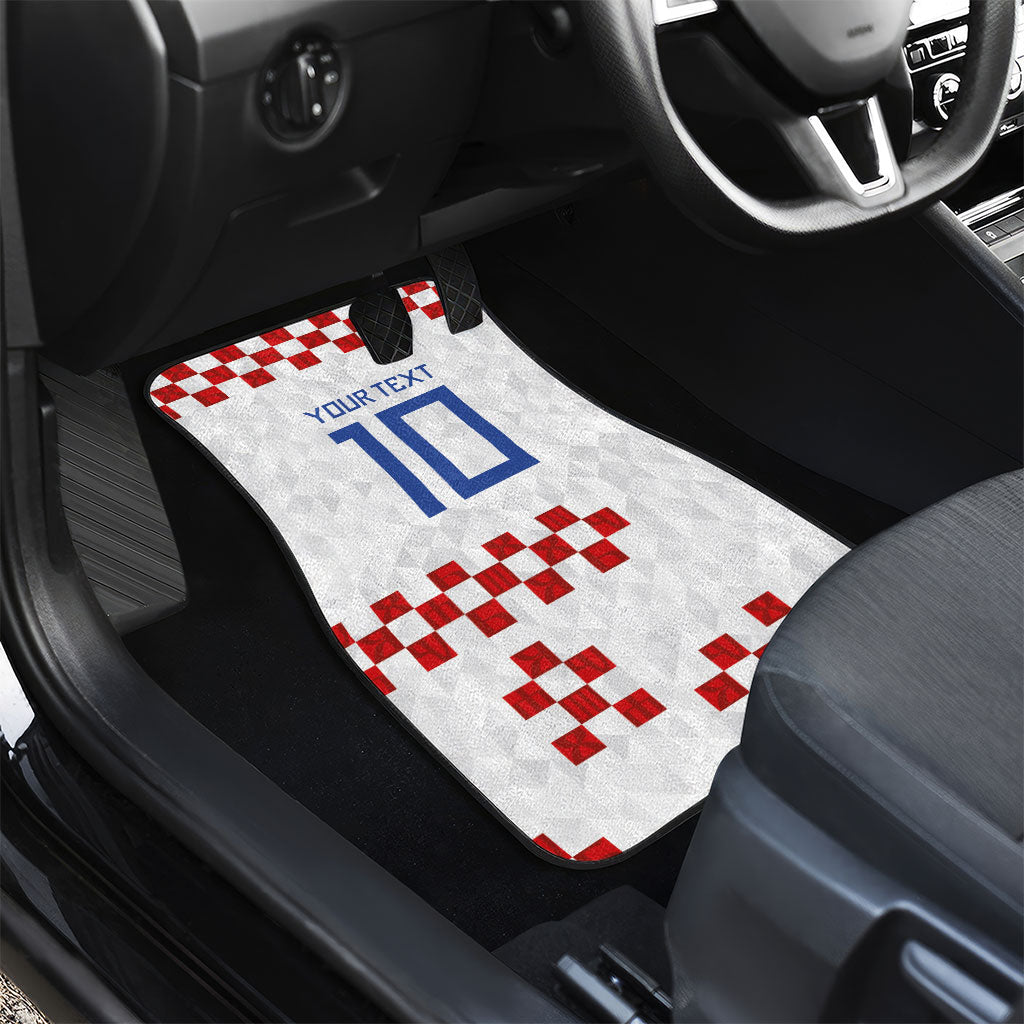 Custom Croatia National Football Car Mats Red Checkerboard Glagolitic Script Geometric Pattern Art