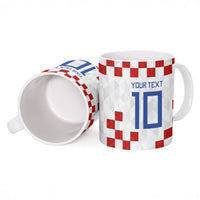 Custom Croatia National Football Ceramic Mug Red Checkerboard Glagolitic Script Geometric Pattern Art