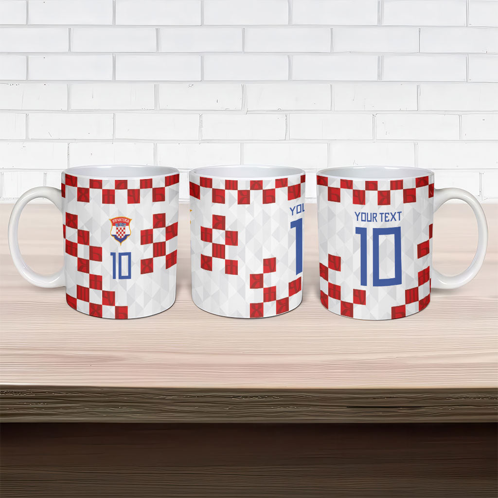 Custom Croatia National Football Ceramic Mug Red Checkerboard Glagolitic Script Geometric Pattern Art