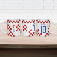 Custom Croatia National Football Ceramic Mug Red Checkerboard Glagolitic Script Geometric Pattern Art