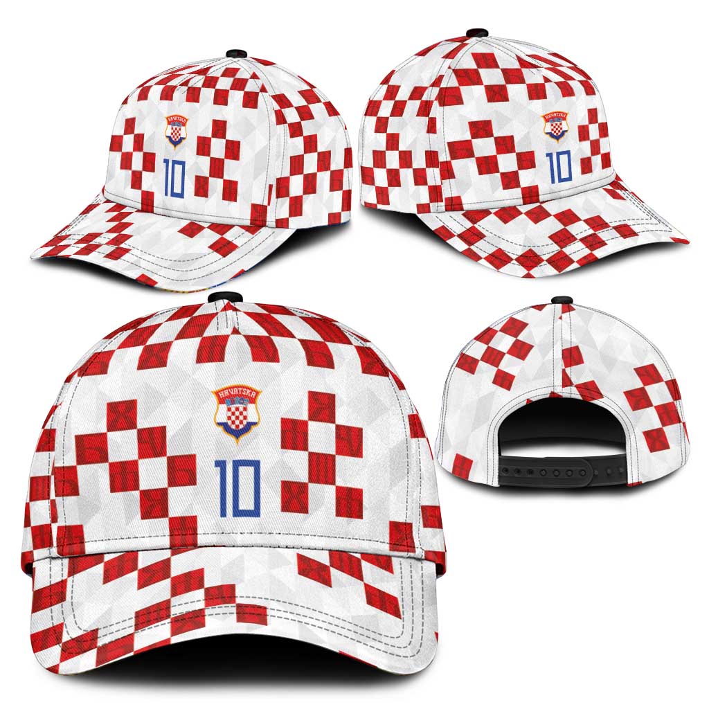 Custom Croatia National Football Classic Cap Red Checkerboard Glagolitic Script Geometric Pattern Art