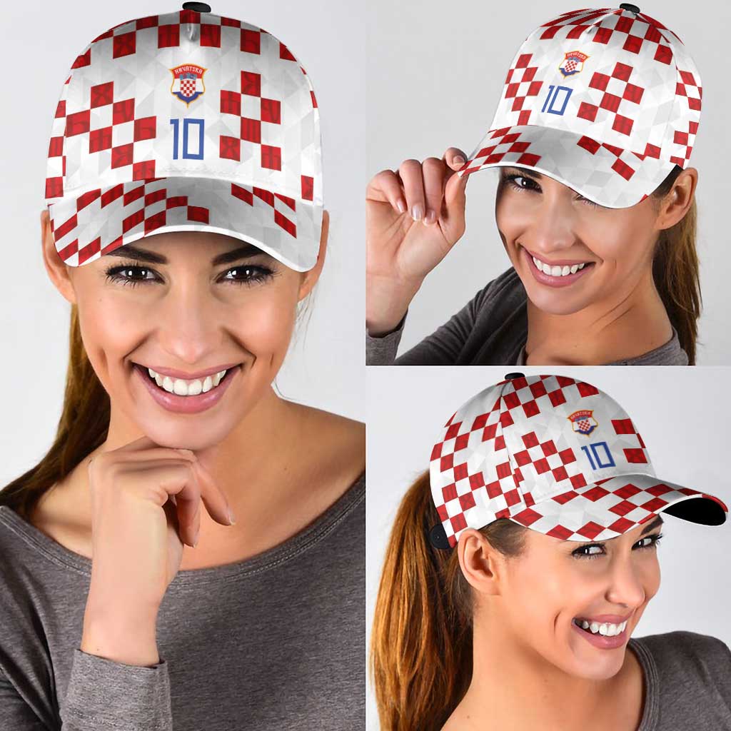 Custom Croatia National Football Classic Cap Red Checkerboard Glagolitic Script Geometric Pattern Art