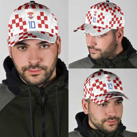 Custom Croatia National Football Classic Cap Red Checkerboard Glagolitic Script Geometric Pattern Art