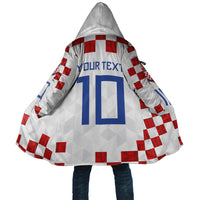 Custom Croatia National Football Cloak Red Checkerboard Glagolitic Script Geometric Pattern Art