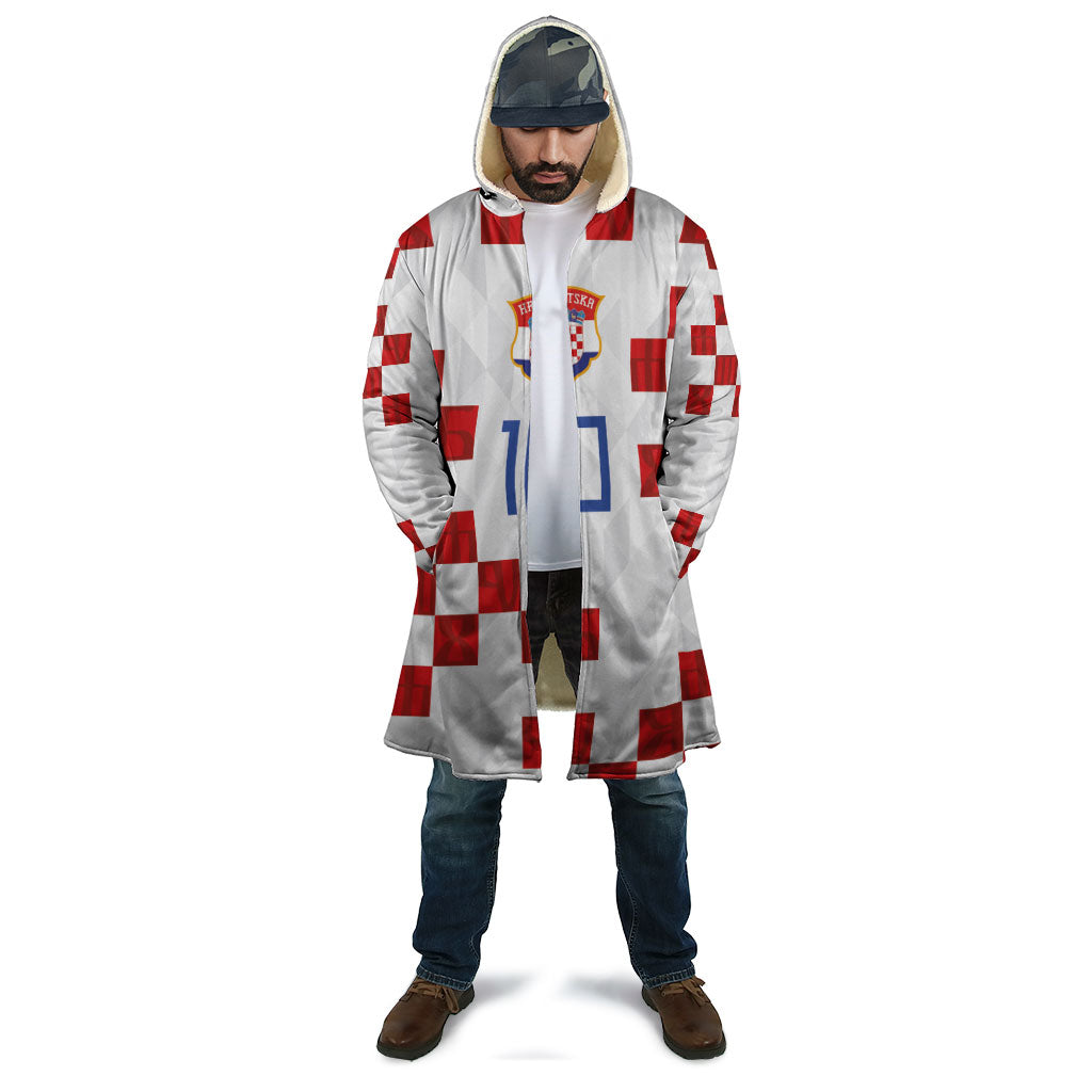 Custom Croatia National Football Cloak Red Checkerboard Glagolitic Script Geometric Pattern Art