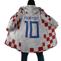 Custom Croatia National Football Cloak Red Checkerboard Glagolitic Script Geometric Pattern Art