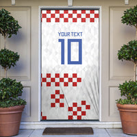 Custom Croatia National Football Door Cover Red Checkerboard Glagolitic Script Geometric Pattern Art