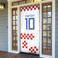 Custom Croatia National Football Door Cover Red Checkerboard Glagolitic Script Geometric Pattern Art