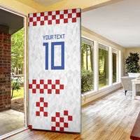 Custom Croatia National Football Door Cover Red Checkerboard Glagolitic Script Geometric Pattern Art