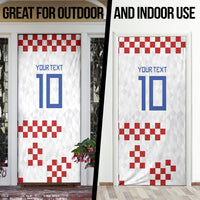 Custom Croatia National Football Door Cover Red Checkerboard Glagolitic Script Geometric Pattern Art