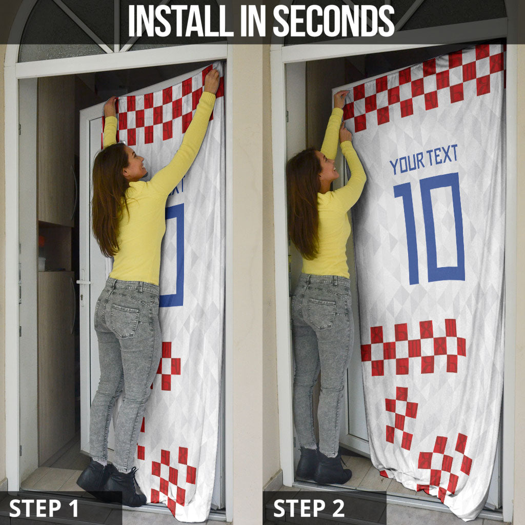 Custom Croatia National Football Door Cover Red Checkerboard Glagolitic Script Geometric Pattern Art