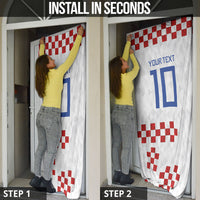 Custom Croatia National Football Door Cover Red Checkerboard Glagolitic Script Geometric Pattern Art