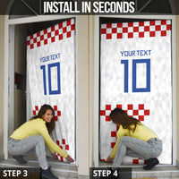 Custom Croatia National Football Door Cover Red Checkerboard Glagolitic Script Geometric Pattern Art