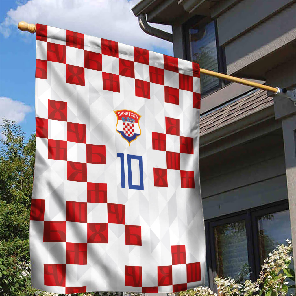 Custom Croatia National Football Garden Flag Red Checkerboard Glagolitic Script Geometric Pattern Art