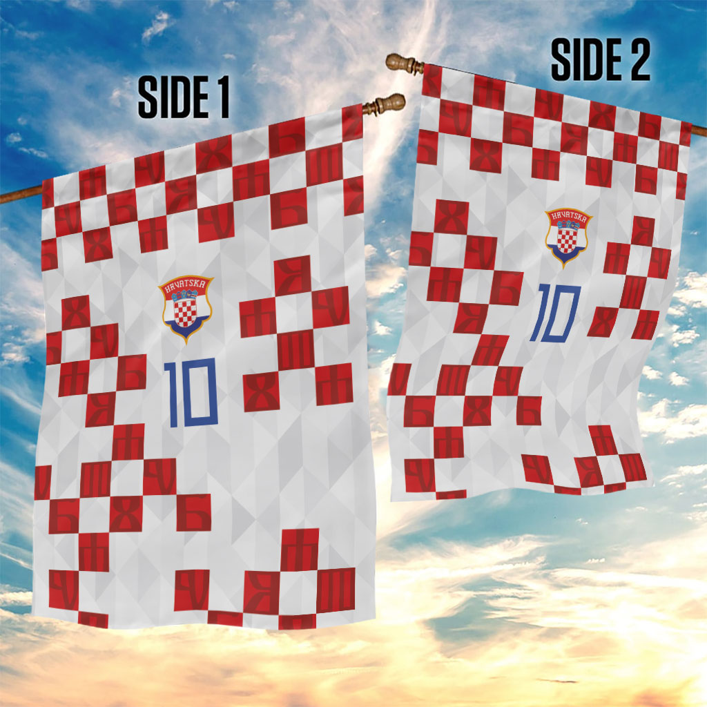 Custom Croatia National Football Garden Flag Red Checkerboard Glagolitic Script Geometric Pattern Art