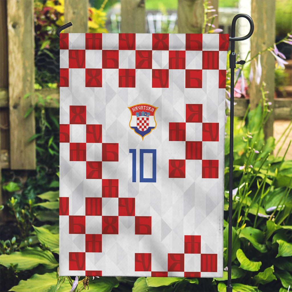 Custom Croatia National Football Garden Flag Red Checkerboard Glagolitic Script Geometric Pattern Art
