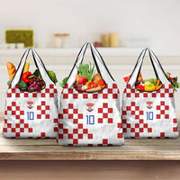 Custom Croatia National Football Grocery Bag Red Checkerboard Glagolitic Script Geometric Pattern Art