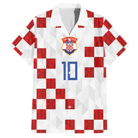 Custom Croatia National Football Hawaiian Shirt Red Checkerboard Glagolitic Script Geometric Pattern Art