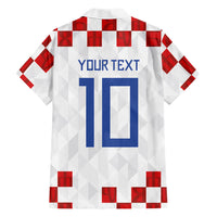 Custom Croatia National Football Hawaiian Shirt Red Checkerboard Glagolitic Script Geometric Pattern Art