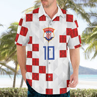 Custom Croatia National Football Hawaiian Shirt Red Checkerboard Glagolitic Script Geometric Pattern Art
