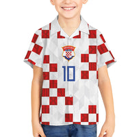 Custom Croatia National Football Hawaiian Shirt Red Checkerboard Glagolitic Script Geometric Pattern Art