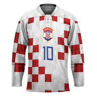 Custom Croatia National Football Hockey Jersey Red Checkerboard Glagolitic Script Geometric Pattern Art