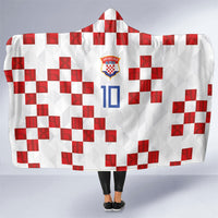 Custom Croatia National Football Hooded Blanket Red Checkerboard Glagolitic Script Geometric Pattern Art