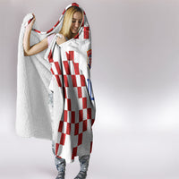 Custom Croatia National Football Hooded Blanket Red Checkerboard Glagolitic Script Geometric Pattern Art