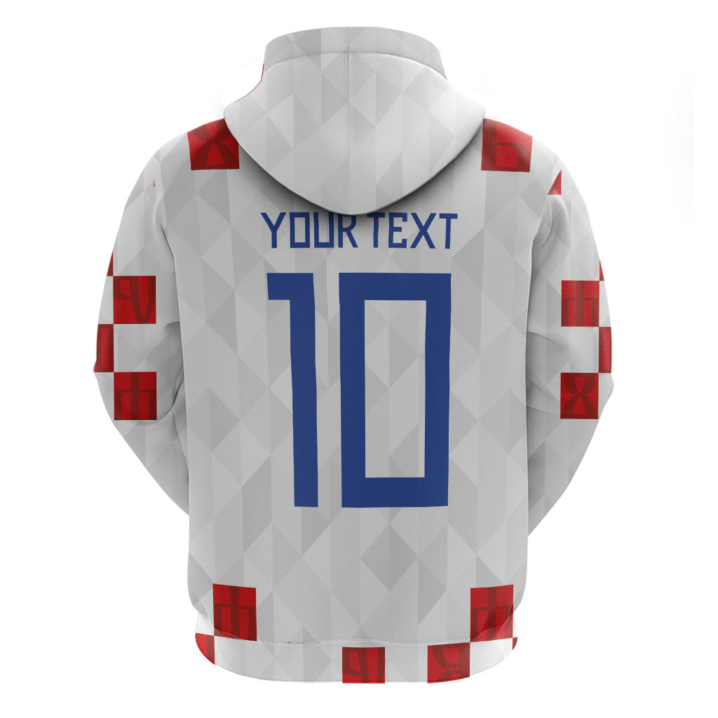 Custom Croatia National Football Hoodie Red Checkerboard Glagolitic Script Geometric Pattern Art