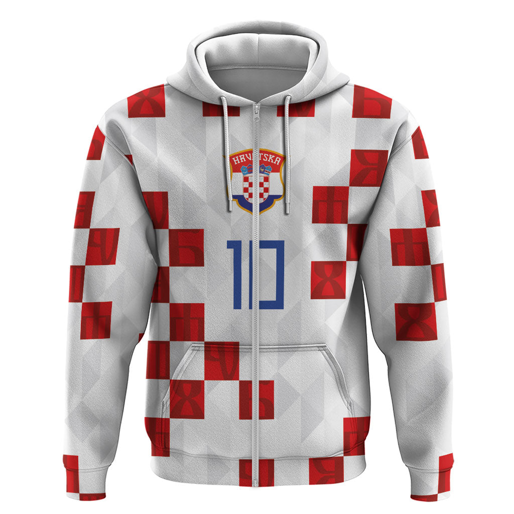 Custom Croatia National Football Hoodie Red Checkerboard Glagolitic Script Geometric Pattern Art