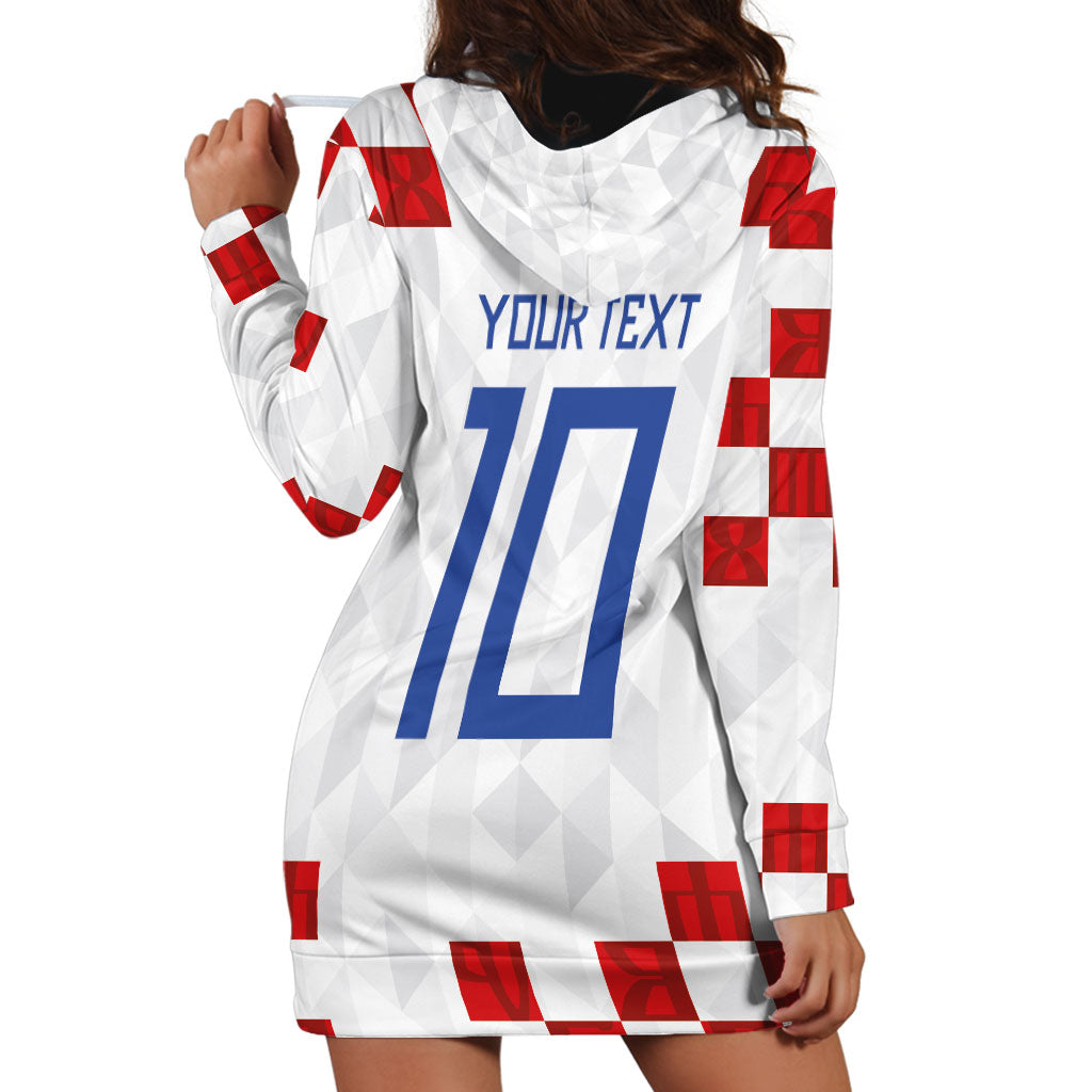 Custom Croatia National Football Hoodie Dress Red Checkerboard Glagolitic Script Geometric Pattern Art