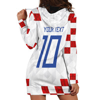 Custom Croatia National Football Hoodie Dress Red Checkerboard Glagolitic Script Geometric Pattern Art