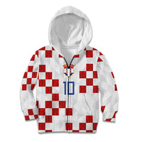 Custom Croatia National Football Kid Hoodie Red Checkerboard Glagolitic Script Geometric Pattern Art
