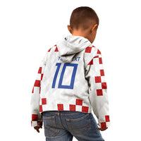 Custom Croatia National Football Kid Hoodie Red Checkerboard Glagolitic Script Geometric Pattern Art
